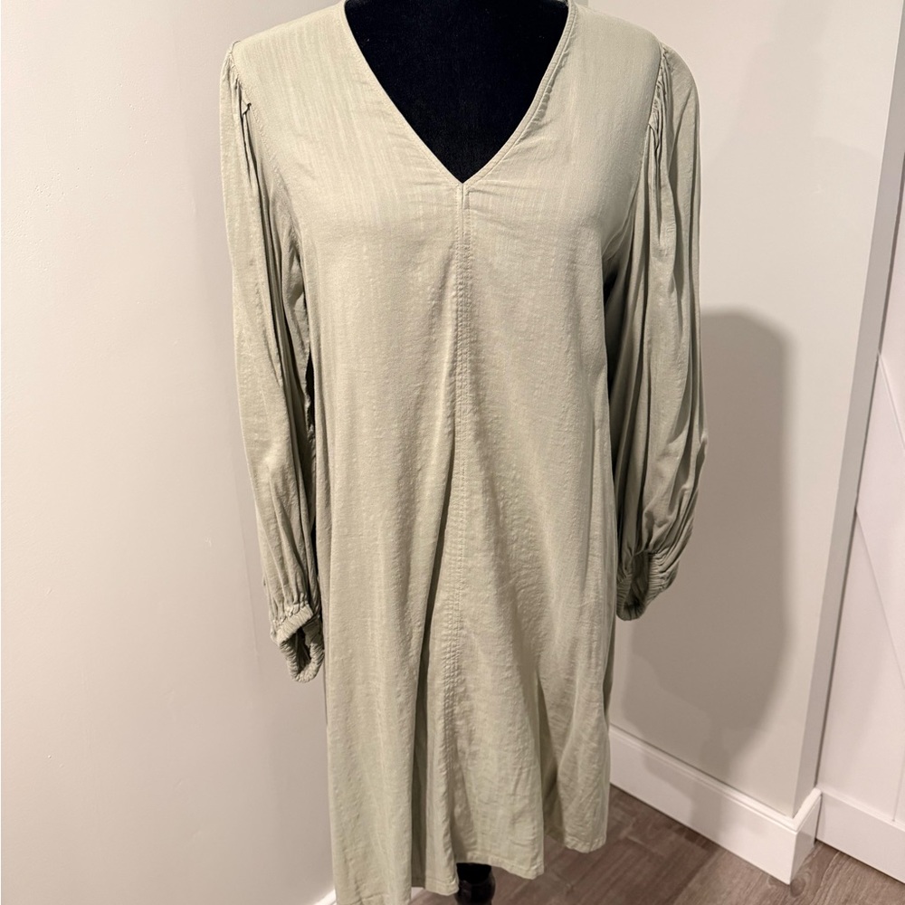 H&M Classic V-Neck A-line Sage Green Women's Dress